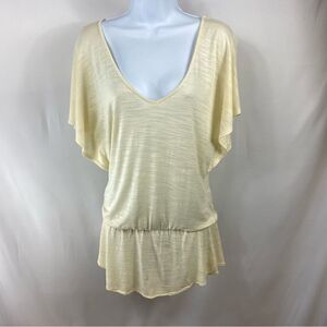 ELLA MOSS V-Neck crème peplum style Top